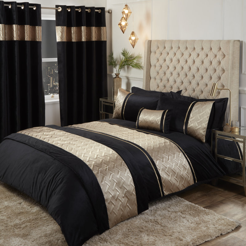 Gephart Semi Sheer Curtain Pair, Gold