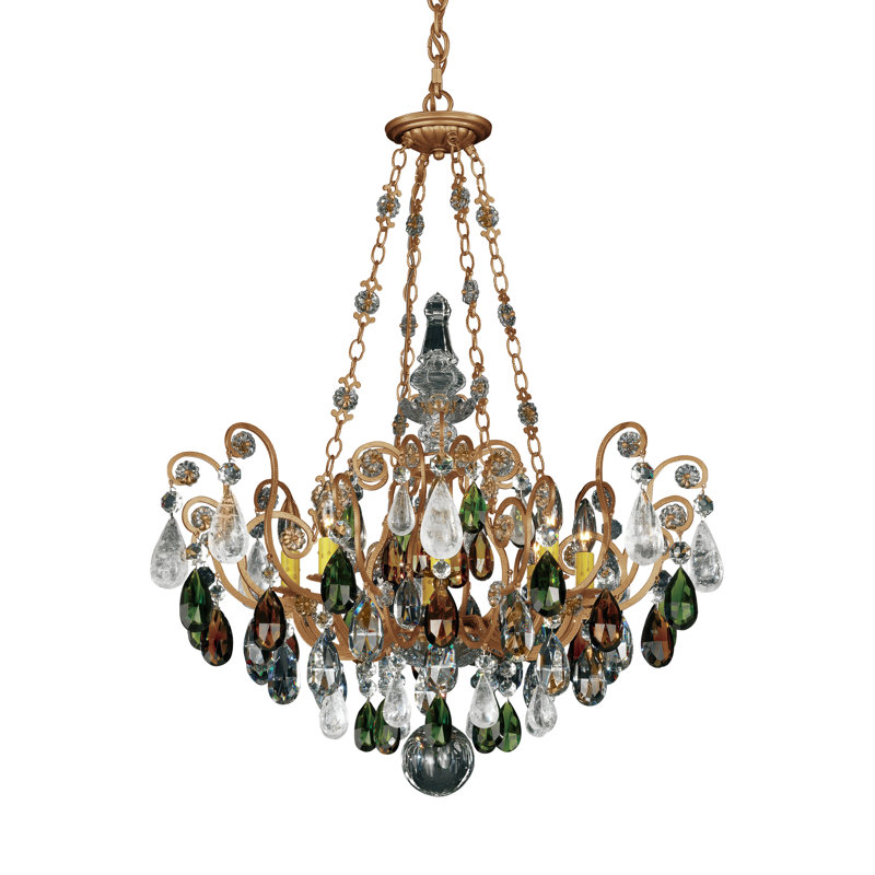 Renaissance 8 - Light Glass Chandelier, Etruscan Gold / Amethyst And Black Diamond Colors 