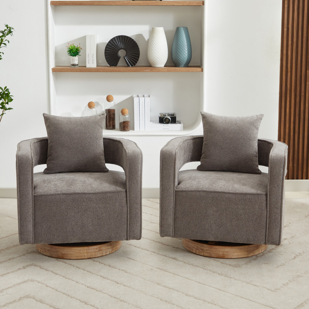 Chicopee 29.2" Wide Swivel Barrel Chair (Set of 2) Brayden Studio® 