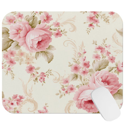 Floral Cottagecore Rose Flowers II Flowers Gaming Cute Office Laptop Desk Pad Gift Mat Square Rectangle Non-Slip Mousepad