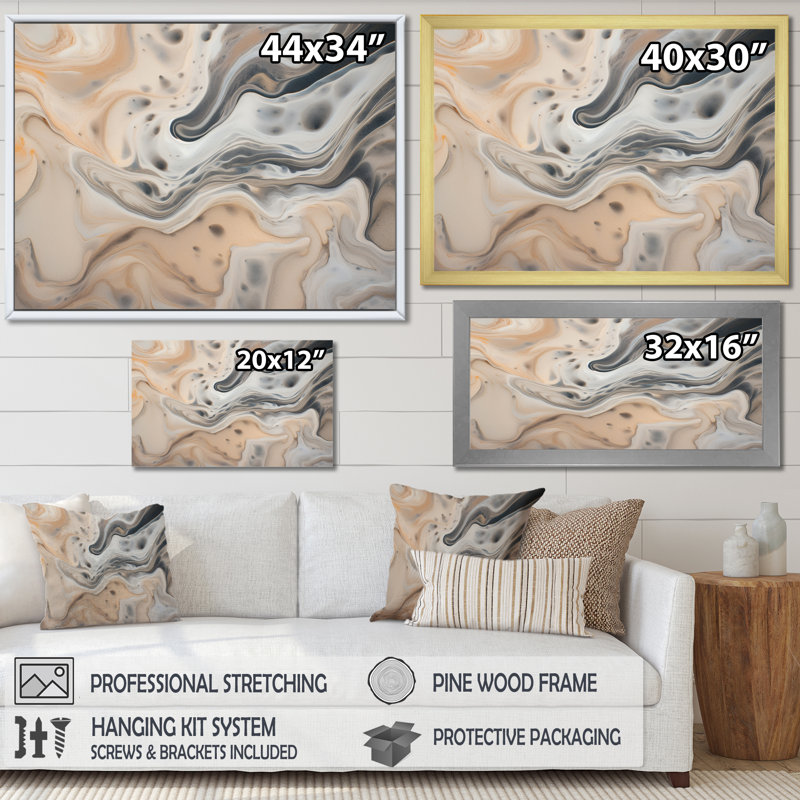 Abstrait en marbre avec espace de reproduction I, reproduction d'art sur toile, H 24 po x l 32 po x P 1 po