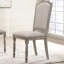 Chaises de salle à manger en piédestal gris récupéré (2) - Bois franc, pieds, siège rembourré brun clair l 22,4 po x H 41,5 po