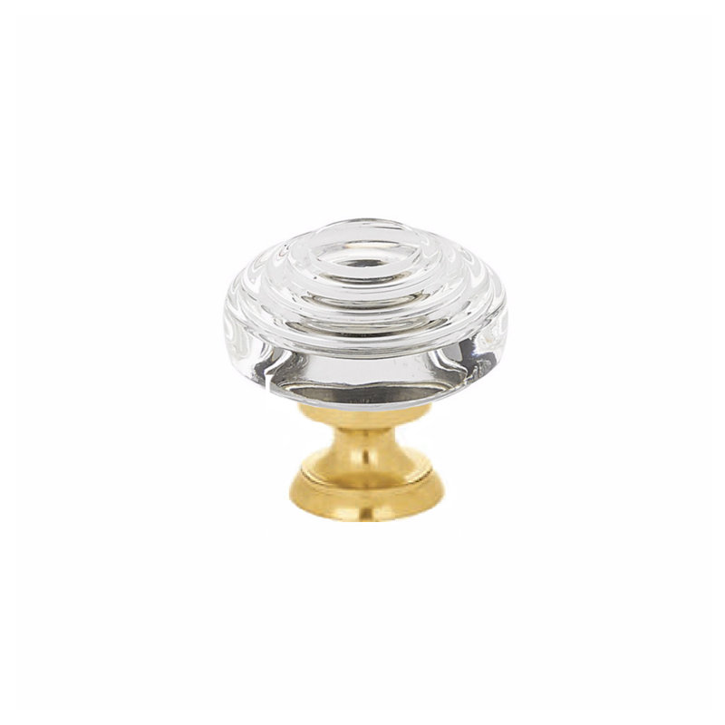 Emtek Deco Glass Cabinet Knob, 1.63", Satin Brass