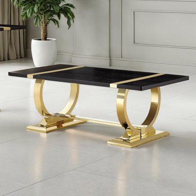 Table basse en forme de O avec base à tréteaux Dominic