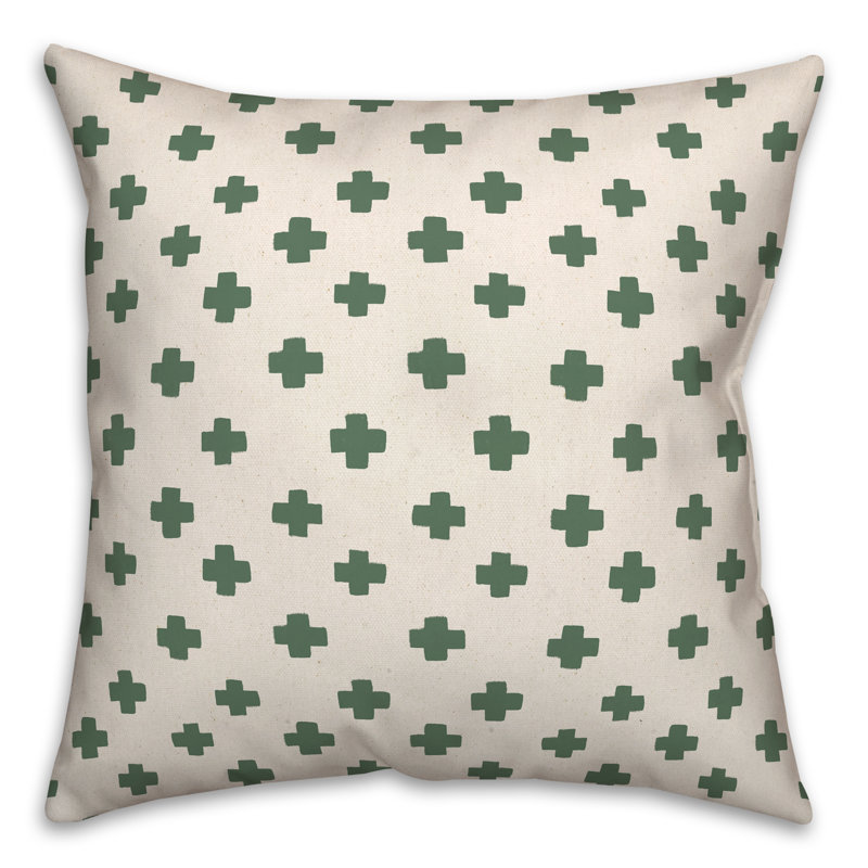 Swiss Cross 2 Outdoor Square Pillow Cover & Insert, Green, 20" x 20"