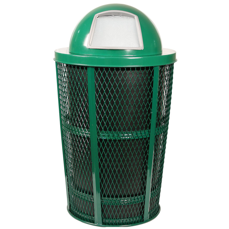 Red Galvanized Steel Outdoor Trash Can - 48 Gallons