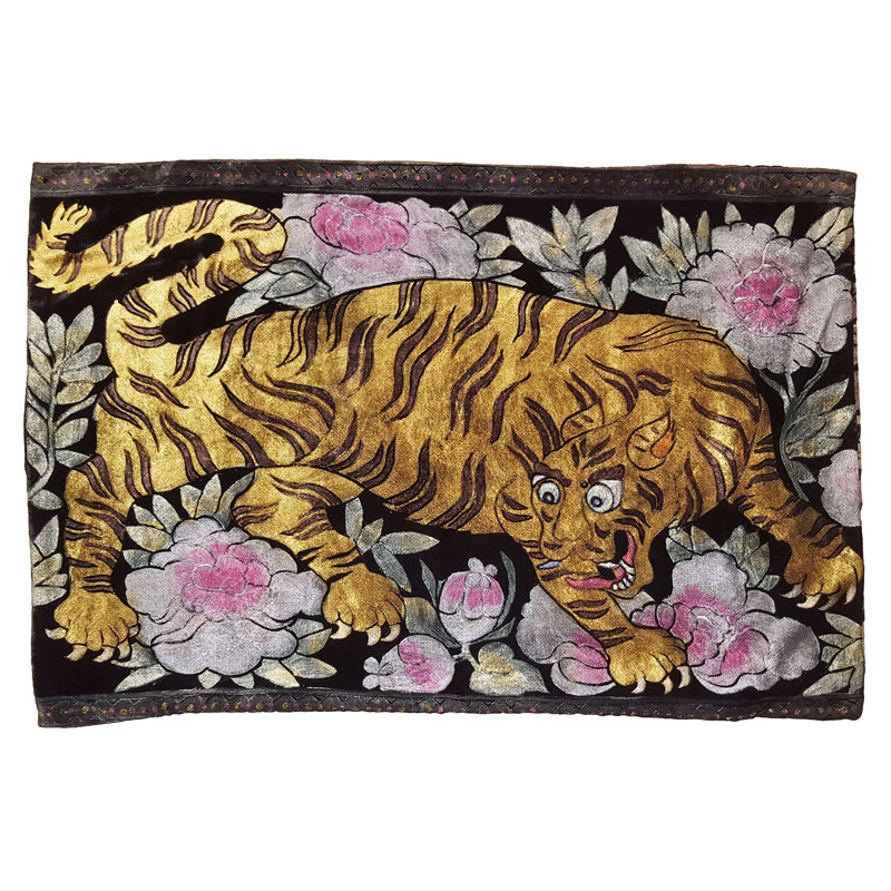 Tibetan Peonies II Velvet Rectangular Pillow Cover
