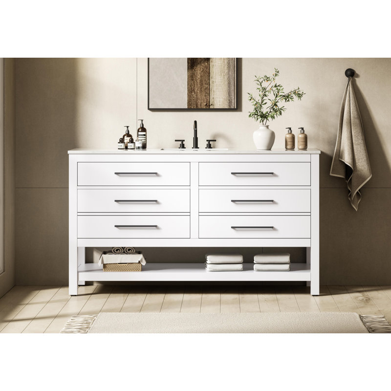 Meuble-lavabo simple 54 po_Moderne_VF60554, Blanc, 60"