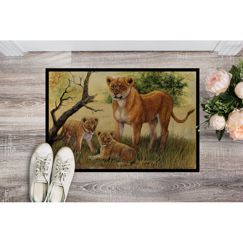 Tapis d'extérieur antidérapant Lion and Cubs, Rectangle 2 pi x 3 pi