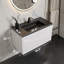 Ensemble de meuble-lavabo mural simple 36 po avec comptoir en quartz noir Damron