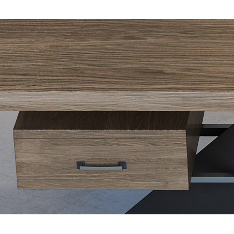 Couleur du bois + bois massif rectangulaire noir + bureaux en fer, H 29,53 po x l 86,61 po x P 35,43 po