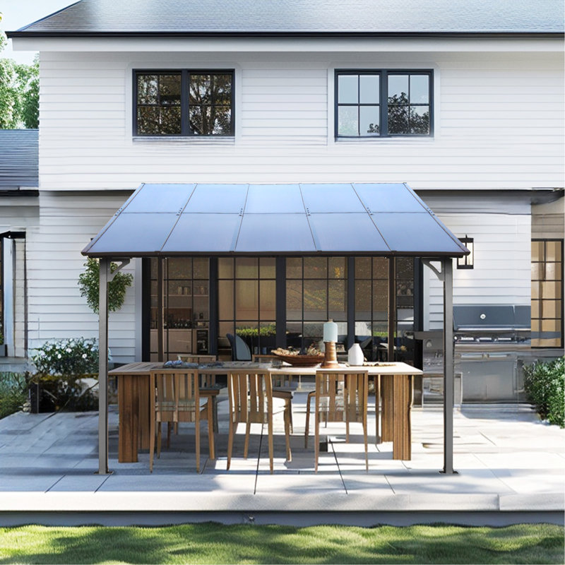 Gazebo de patio de 3 m x 3 m - Auvent métallique avec structure et support pour pergola de jardin, terrasse ou patio.