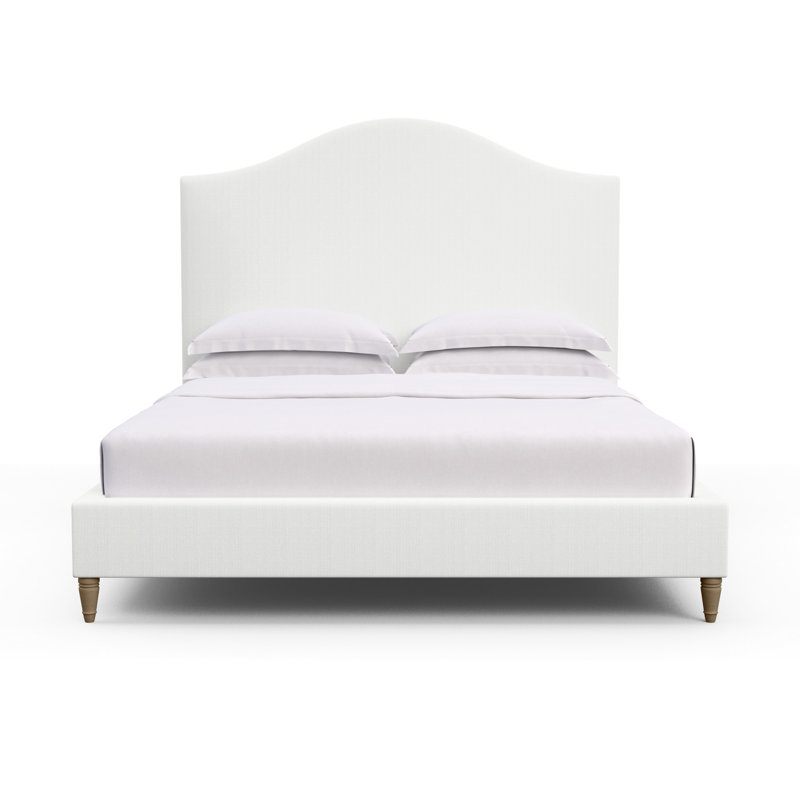Montague Upholstered Bed, Queen, Box Weave Linen Pumice, Weathered