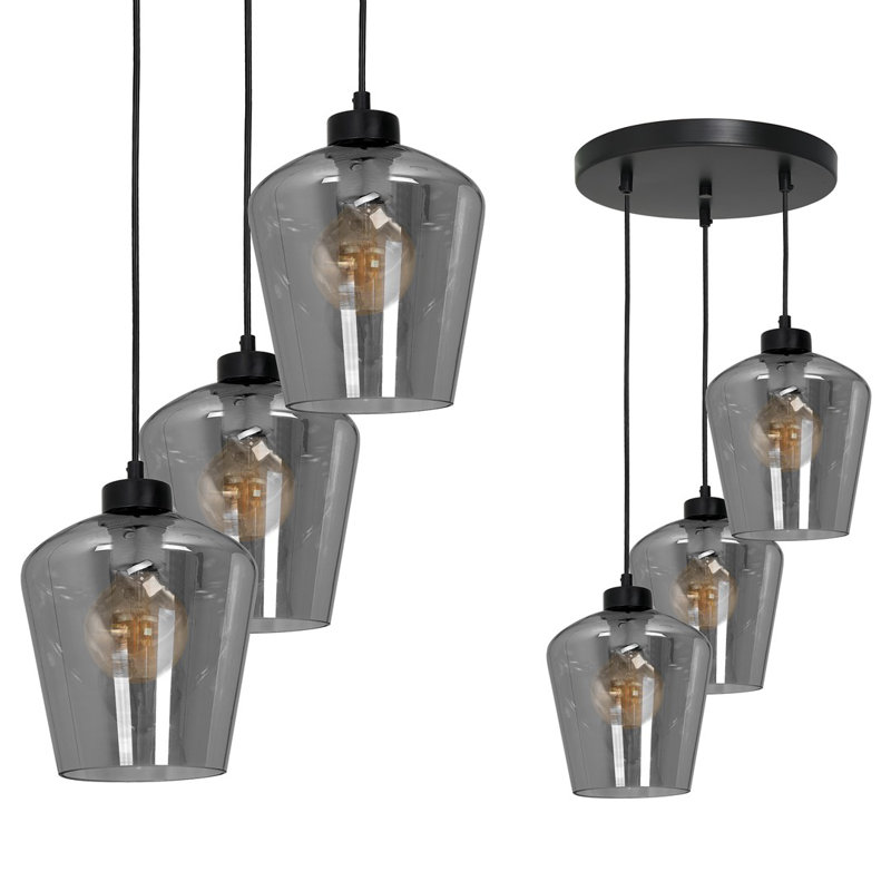 Clarendale 3 - Light Black Cluster Pendant, Grey/Smoked