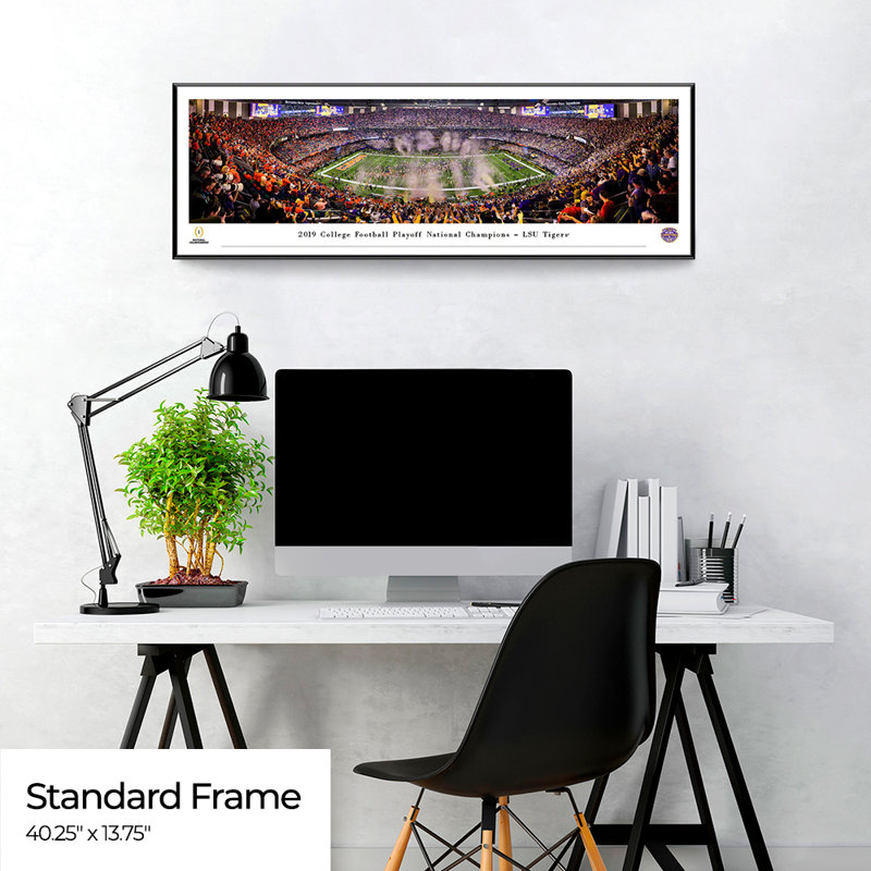 NCAA " College Football And Basketball ", Black Floater Framed, 13.75" H x 40.25" W x 0.88" D