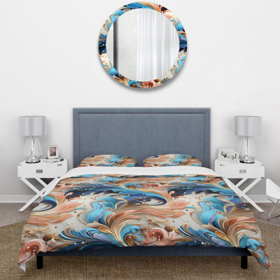 Ensemble de housse de couette à motif cachemire bleu et beige Paisley Elegance