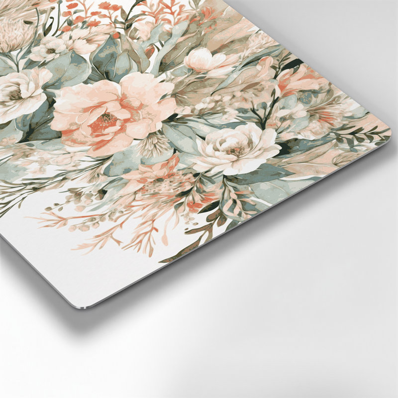 Aquarelle florale, art mural beige en métal 13, H 18 po x l 12 po