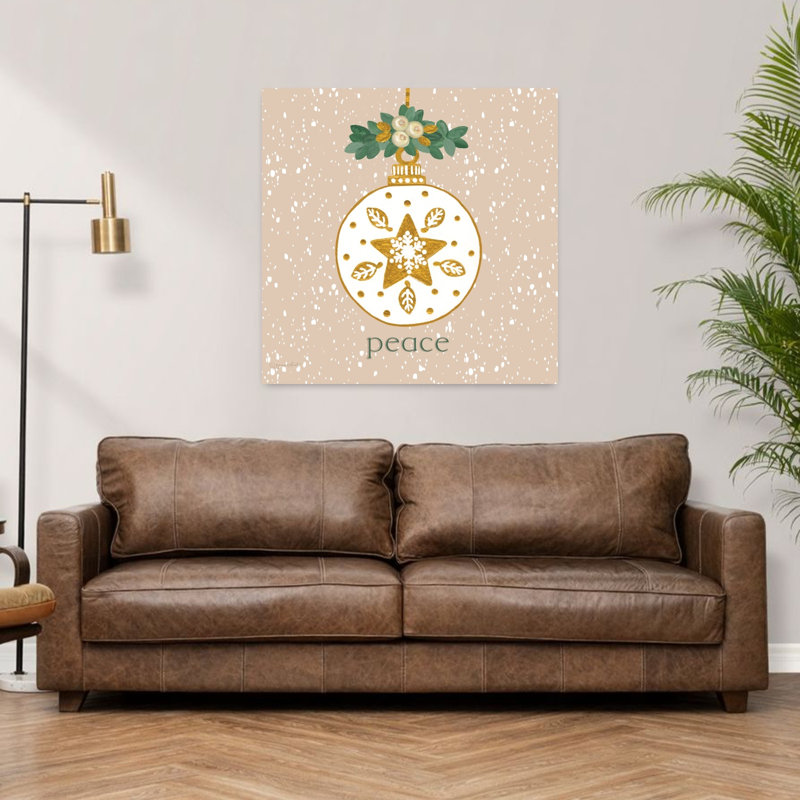 Ornement contemporain de paix enneigé avec art des fêtes de Noël, H 36 po x l 36 po