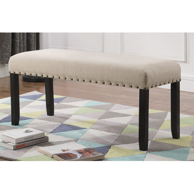 Banc de salle à manger en tissu avec garniture cloutée