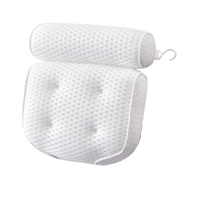 Oreillers de bain de luxe pour baignoire Soft Mesh avec 6 ventouses, blanc