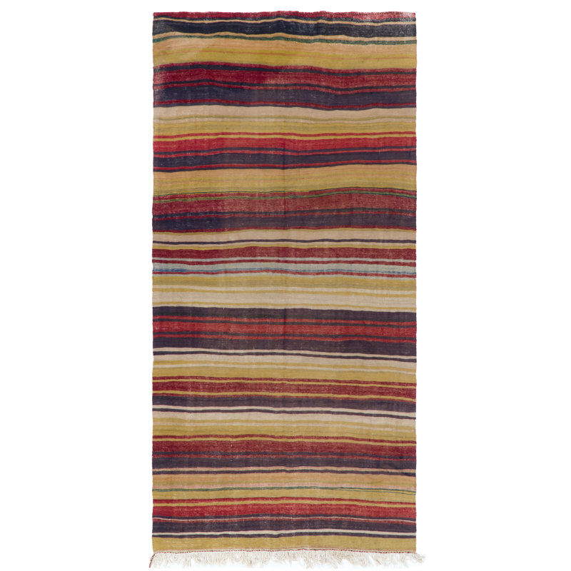 Tapis de couloir anatolien tissé à la main 5,2 x 10,4 pi Kilim