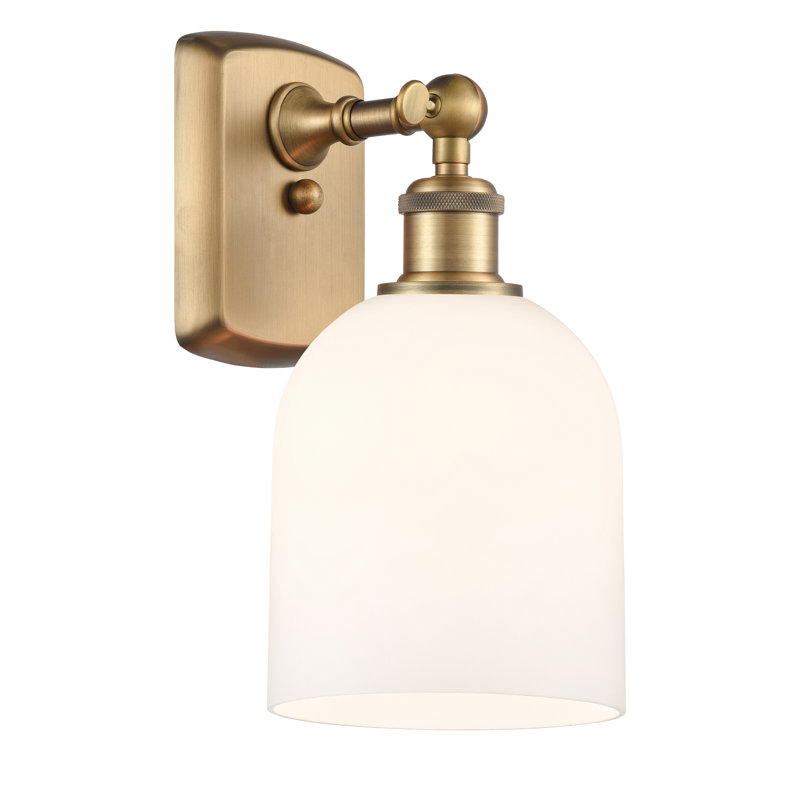 Anacaren Steel Armed Sconce, Brushed Brass, Glossy White