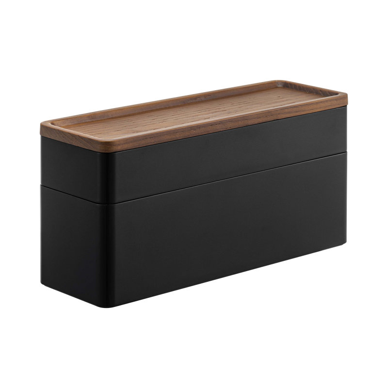 Black Wood Stacking Jewelry and Watch Case