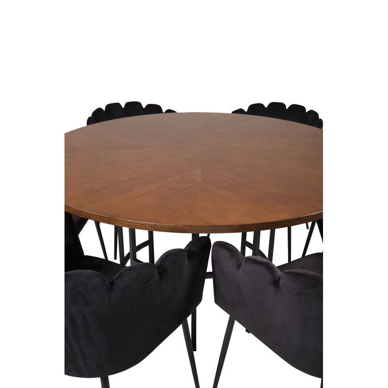 Glendale 6 - Person Dining Set, Black, Brown, Black