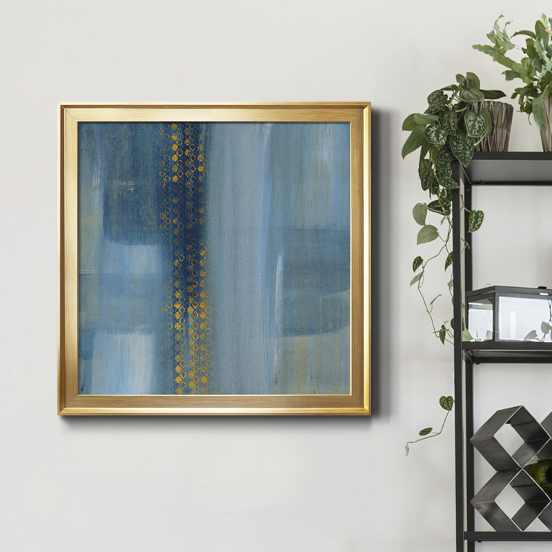 «Touching the Sky I», peinture sur toile encadrée, H 26,5 po x l 26,5 po x P 1,5 po, Toile encadrée dorée