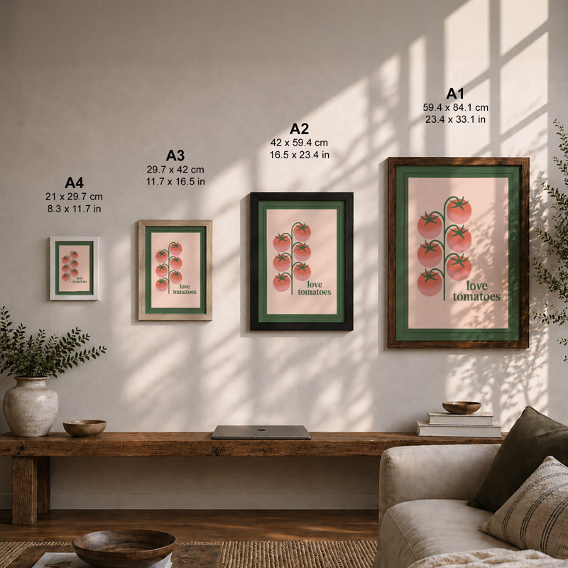 Love Tomatoes Modern - Framed Print, Unframed, A1 - 84.1 x 59.4 cm