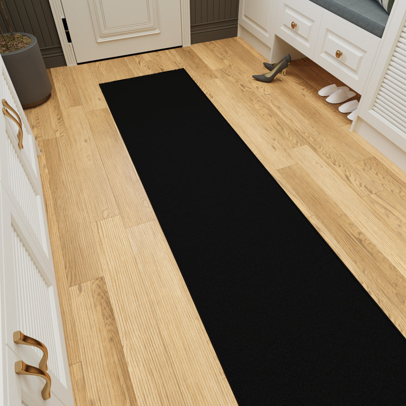 Indoor 1 ft. 10.5 in. x 32 ft. Black Non-Slip Aisle Runner Rug For Events, Weddings, Venues, Runner 1' 11" x 32'