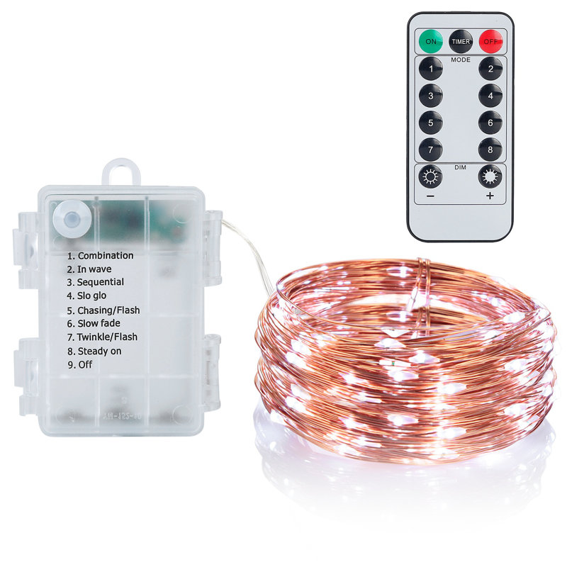 Guirlande de 100 ampoules électriques à piles de 393,6 po Jocelyn