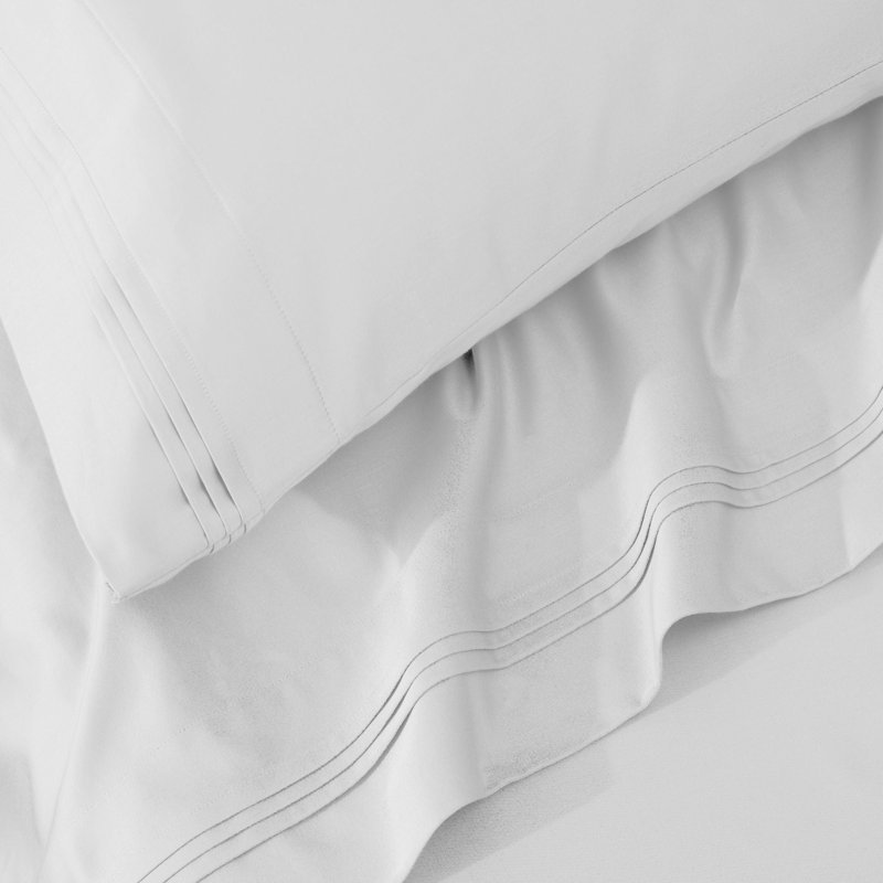 Ensemble de taie d'oreiller en coton égyptien certifié Aldin, Très grand lit, Blanc