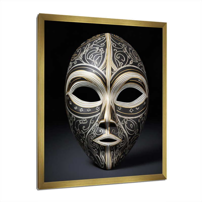 Impression sur toile, "Ethnical Traditional African Mask" - Tribal africain, H 32 po x l 16 po x P 1 po, Cadre doré simple