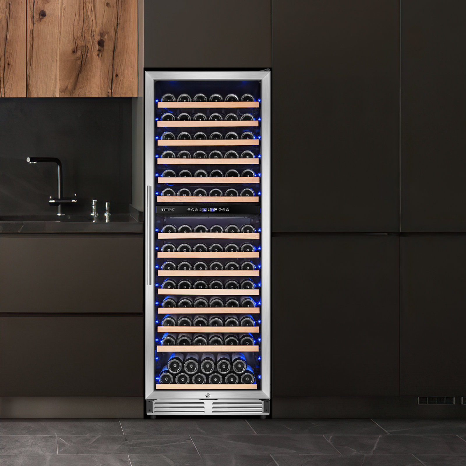 33 Bottle Compressor Wine Cooler 39.2°F~64.4°F for Red, White, Champagne or Sparkling Wine Stainless Steel