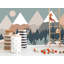 Papier peint amovible Snowy Row of Geometric Mountains Forest-99178431