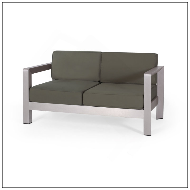 Luxurious Outdoor Loveseat With Aluminum Frame, Deep Seating, And Low Profile For Compact Spaces, Dark Green