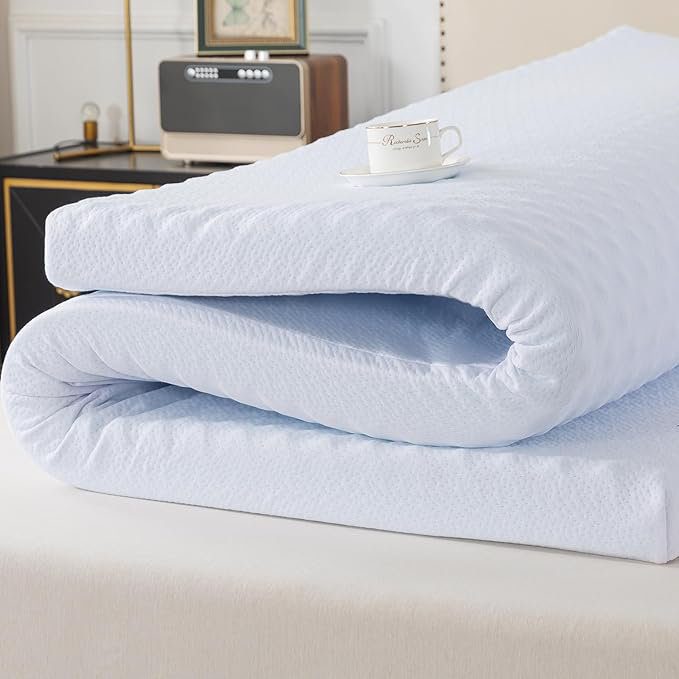 Memory Foam Soft Egg Crate Mattress Topper, White, 3", King