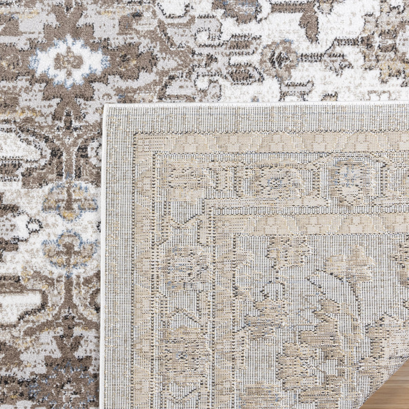 Tapis d'intérieur en polypropylène gris ivoire Gretchen Arcadia, Rectangle 8 pi 9 po x 13 pi 1 po