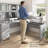 Paelynn 72” Office Desk with Hutch, Drawers, Computer Office Desk with Storage, Modern Wood, Platinum Gray-1794636231