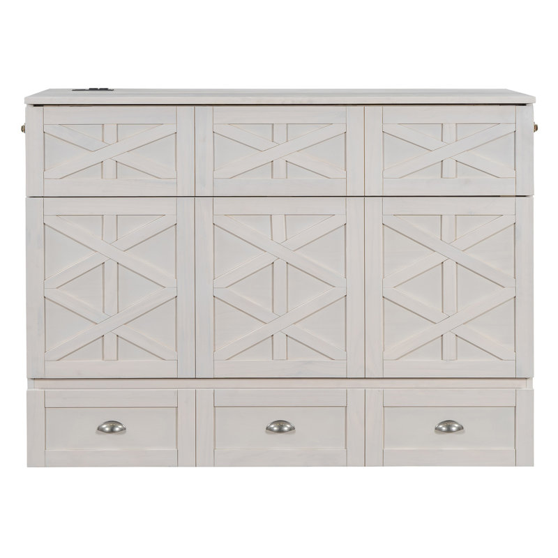 Lit escamotable double pleine grandeur avec grands tiroirs de rangement, lit pliant blanc et peu encombrant, Double, Blanc