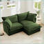 Canapé modulaire 2 places avec repose-pieds convertible, siège profond en forme de L pour les salles familiales | Vert sauge | Chenille