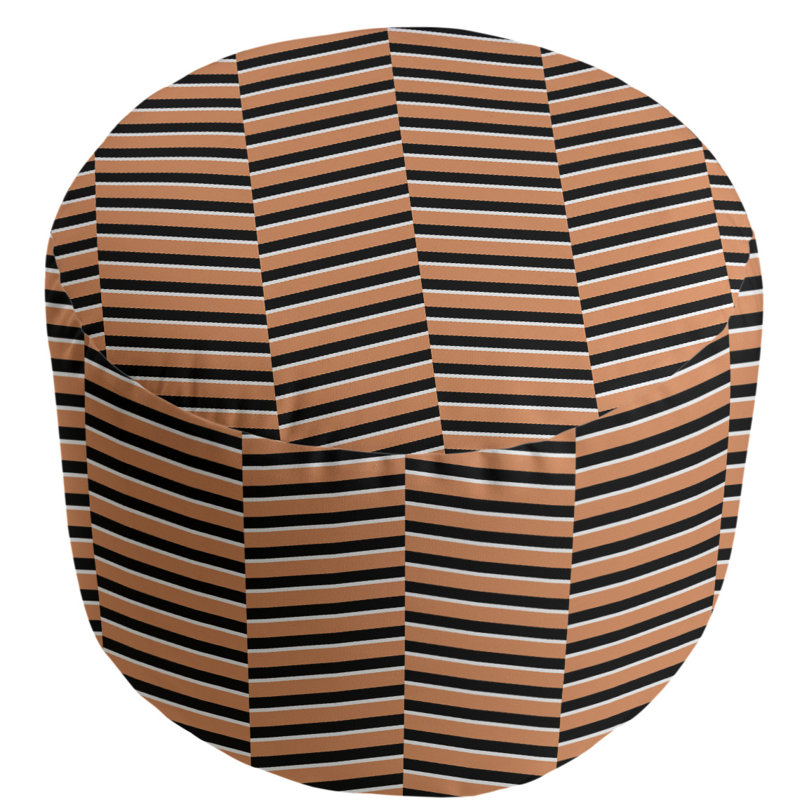 Upholstered Pouf, Orange
