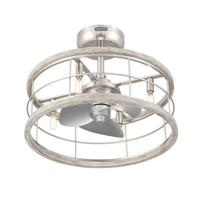 Hunter 22 inch Bridgette Fandelier Ceiling Fan with Light Kit and Handheld Remote, Matte Nickel, Brushed Nickel