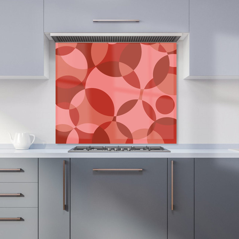 Red Circle Pattern Premium Glass Kitchen Splashback W600mm x H750mm