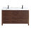 60" EBONY DOUBLE SINK VANITY DARK FINISH WITH WK-60D TOP 2" THICK WHITE NATURAL TOP