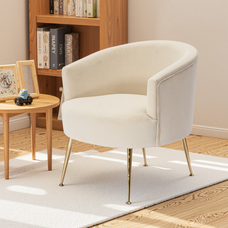 Lyela Upholstered Accent Chair, Beige Velvet