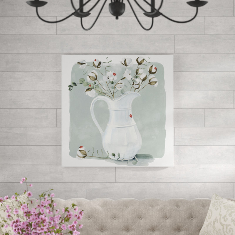 «Cotton Bouquet II», peinture sur toile, H 12 po x l 12 po, Toile tendue