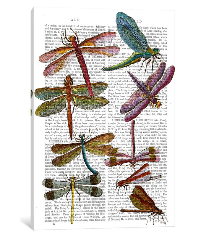 « libellule print iii », impression sur toile tendue, H 18 po x l 12 po x P 1,5 po, Toile tendue, Pas de tapis
