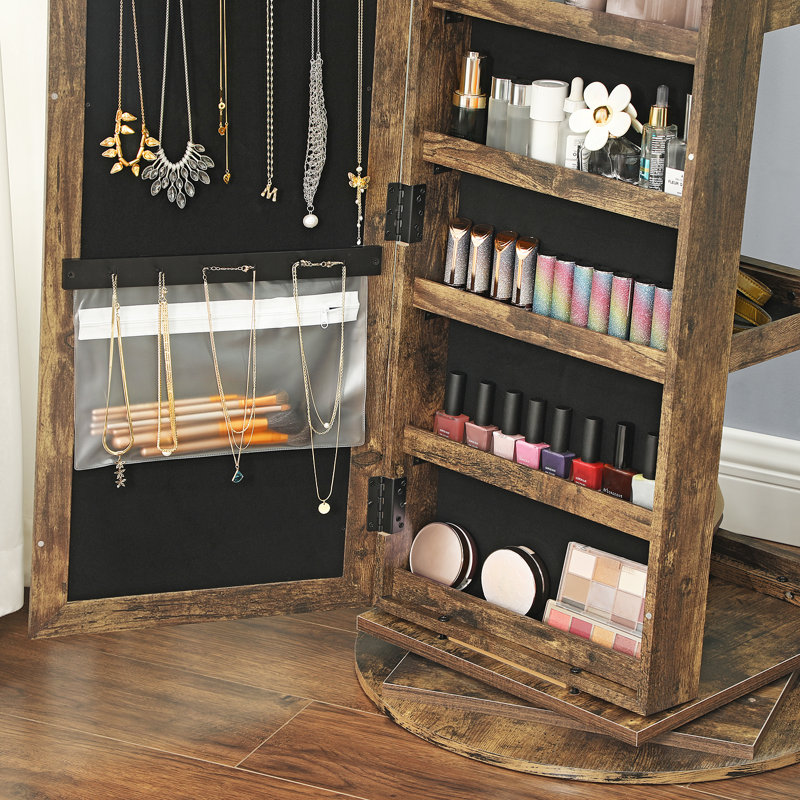 Armoire à bijoux avec miroir Quakertown, Brun rustique